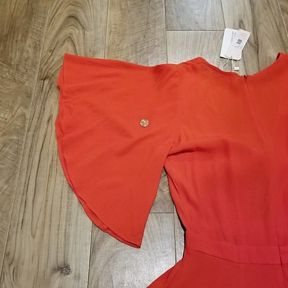 Yumi Kim Red Trapeze Swing Dress XS Womens Tie Front Cut Out Mini NEW $178 - Picture 13 of 14